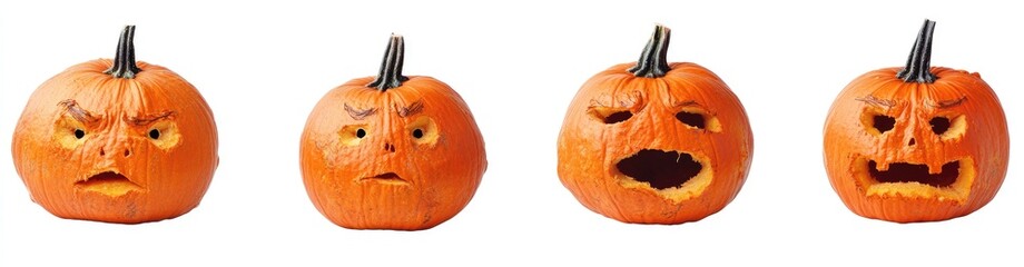 Fototapeta premium Halloween Pumpkins with Varying Emotions