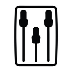 Black and white symbol representing audio mixing console, soundboard controls