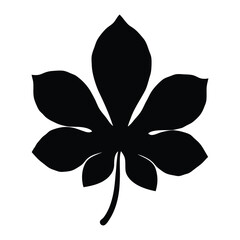 Dramatic silhouette of a chestnut tree leaf with intricate petal design