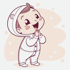 Obraz premium Happy Baby with Cute Expression in Baby Onesie Vector Art