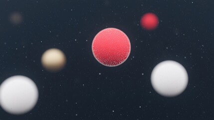 Fototapeta premium Abstract cosmic spheres in deep space. Complex, textured orbs against a dark backdrop