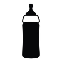 Monochrome baby bottle silhouette illustration for feeding newborns and infants