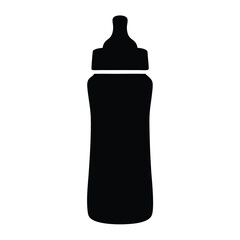 A simple, stylized, silhouette image of a baby bottle with nipple