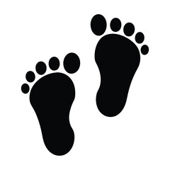 Infant Footprint Illustration in Black and White Depicting a Newborn Baby