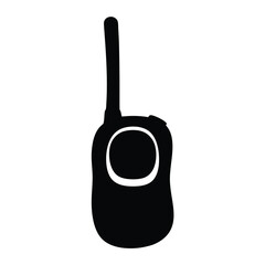 Simple black and white outline silhouette of a portable walkie talkie