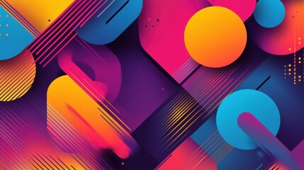 Abstract vibrant geometric shapes background with dynamic lines and gradient colors.