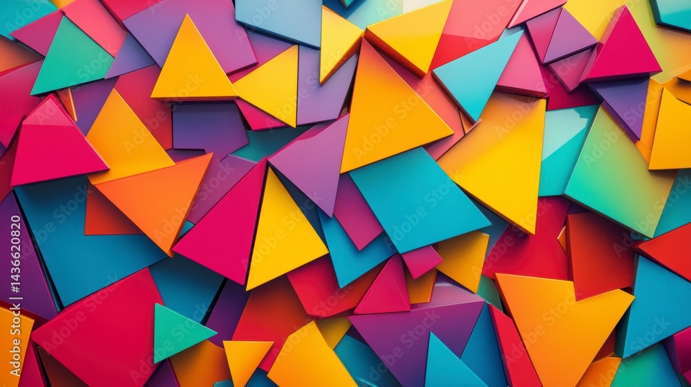 Poster colorful abstract background with vibrant triangular shapes.