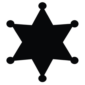 recommend clip art: Black and white six pointed star, a sheriff's badge in silhouette