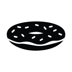 Black and White Donut with Sprinkles Icon Illustrative Style Design