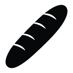 Black and white silhouette of a loaf of bread on its side