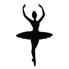Elegant ballerina silhouette performing a graceful pose with arms raised high © Zubaraj