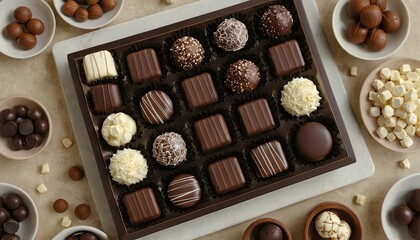 Chocolate pieces in a box