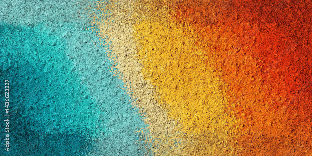 Aufkleber Textured background in teal, beige, gold, and orange hues.  Gradient effect creates a smooth transition between colors. Suitable for website or design project