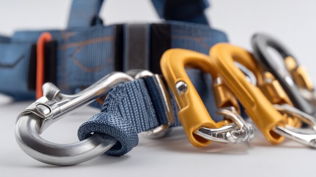 Durable safety harness with carabiners for elevated work environments concept