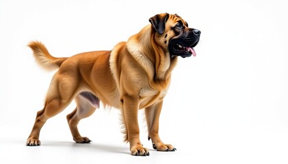 Fototapeta premium Majestic Mastiff, powerful stance, white background, isolated dog, strong, background