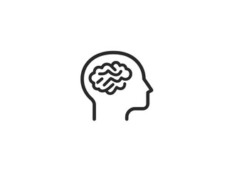 Line Art Illustration: Human Head with Brain