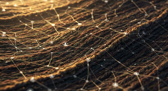 Connecting People Network with Abstract Lines and Dots on Textured Background