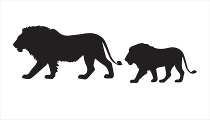 Silhouette of a lion and a lioness