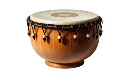 Photo of traditional African djembe drum isolated on transparent background.png