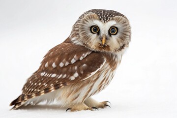 Fototapeta premium northern saw whet owl isolated on white background
