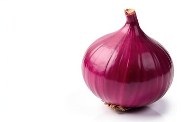 Close-up, perfectly centered red onion against pure white , cooking, bulb, macro