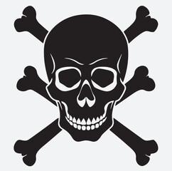 skull and crossbones silhouette vector art illustration, jolly roger skull and crossbones