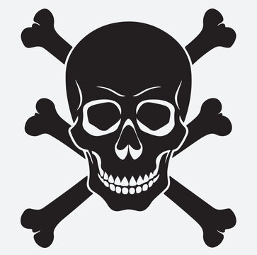 recommend clip art: skull and crossbones silhouette vector art illustration, jolly roger skull and crossbones
