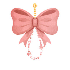 Pink ribbon bow bag charm