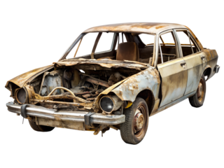 old car isolated on white