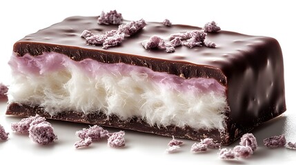 Exclusive dessert, Angel hair chocolate, cotton candy, Dubai chocolate, patisserie, cake, advertising, isolated object on white 
