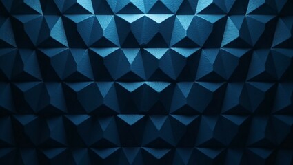 Obraz premium Futuristic technology digital concept background banner website illustration, 3d texture - Dark blue black abstract background with glowing triangular triangles geometric glowing shiny 