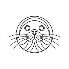 Minimalist outline of a cute seal face marine mammal vector illustration perfect for childrens designs