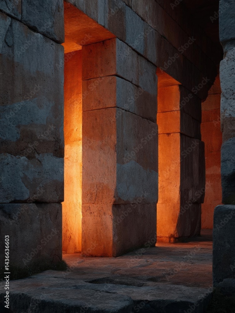 Poster archway made of large, rectangular stone blocks. the blocks are arranged in a way that creates a sen