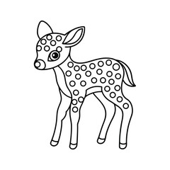 Adorable fawn illustration with spots outline for coloring books and creative design projects elegant animal art