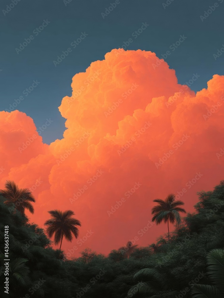 Aufkleber photograph of a large cloud in the sky. the cloud is orange in color and appears to be floating abov
