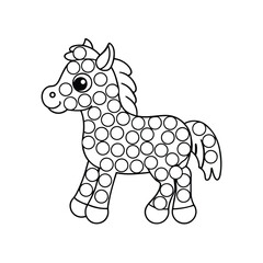 Cute cartoon horse pop it game printable educational activity sheet for kids relaxation