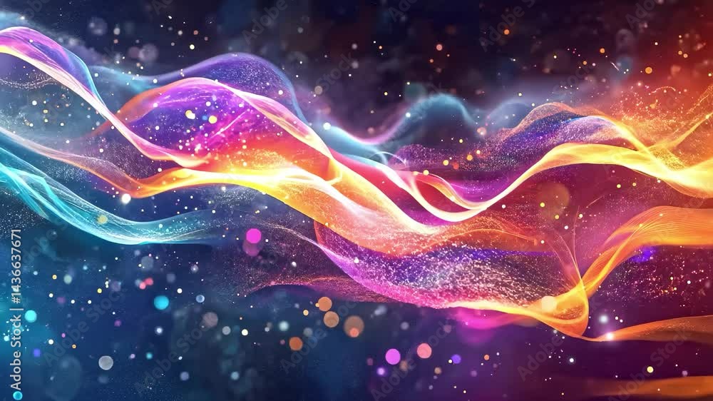 Poster colorful particle wave dynamic background