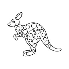 Cartoon kangaroo outline with circle pattern australian animal illustration playful design for coloring pages