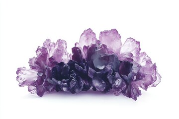 Fototapeta premium A digital render of a purple crystal cluster, isolated on a white background.