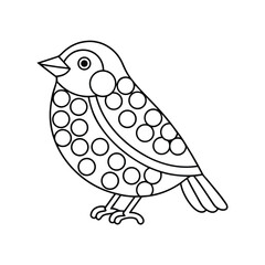Stylized bird outline with circle details vector illustration suitable for coloring pages or educational materials