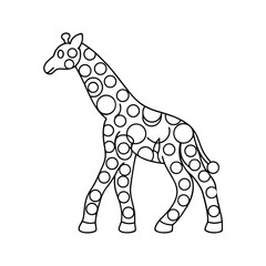 Stylized giraffe outline with circular patterns for creative design and coloring pages