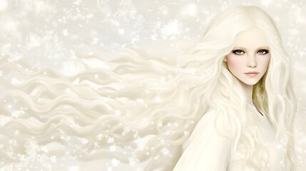 Stunning Portrait of a Beautiful Woman with Long White Hair