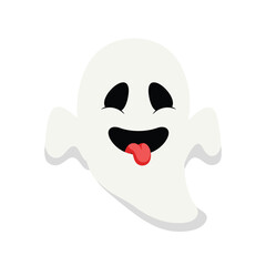 Cute playful ghost cartoon character with tongue out vector illustration for Halloween and spooky themes 