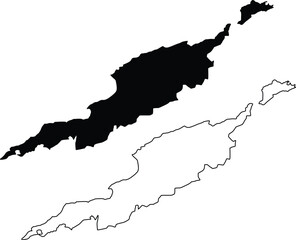 Map of Anguilla UK Silhouette Flat and Outline Design