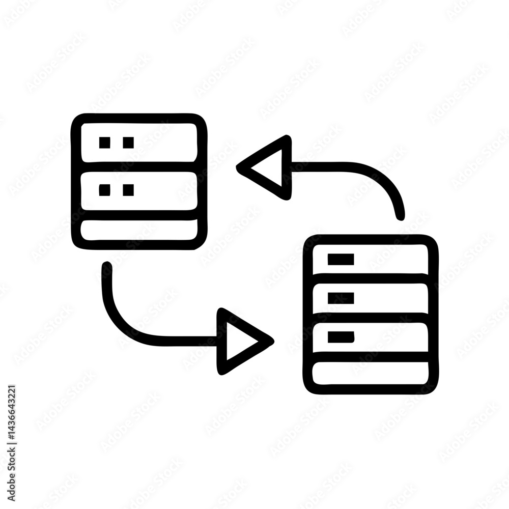 Poster depicts two storage units exchanging data with arrows indicating the flow of information process