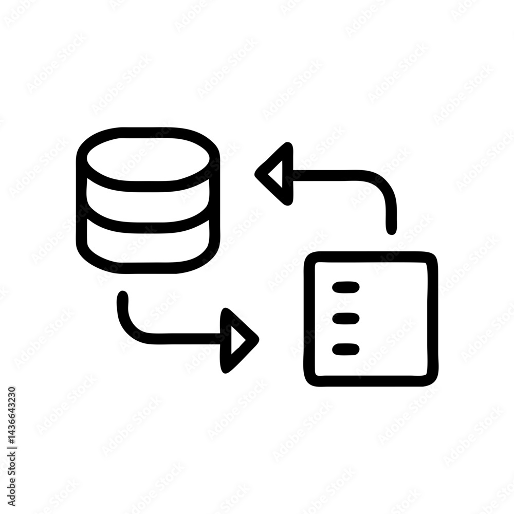 Poster Data exchange depiction showing a stack of storage and a document with curved arrows connecting them all