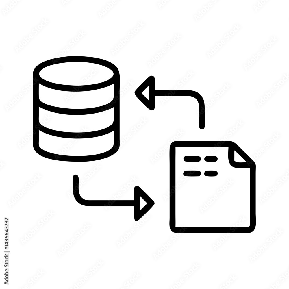 Poster Data storage and document exchange depicted with arrows in a simple graphic representation format