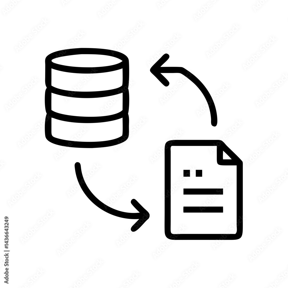 Poster Data exchange depiction showing a stack of storage and a document with curved arrows connecting them all