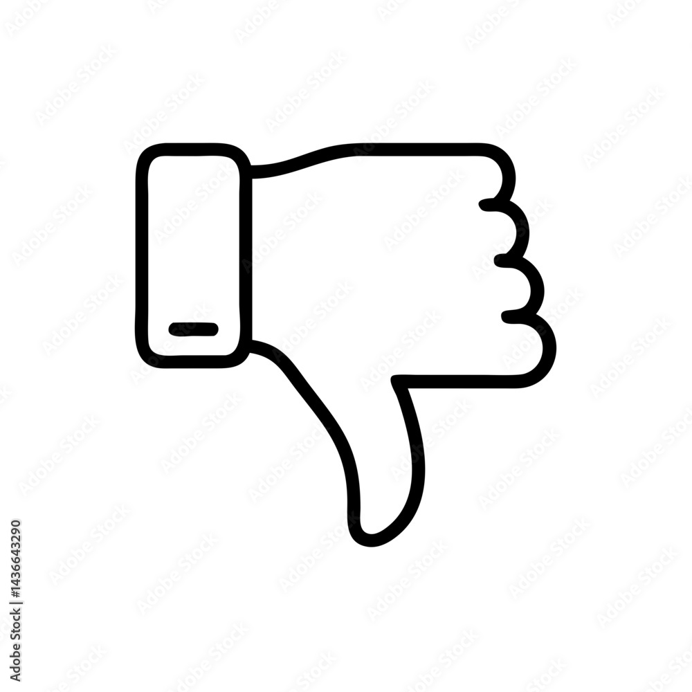 Poster outline drawing of a hand with the thumb pointing down in a gesture of disapproval or dislike