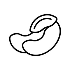Obraz premium Simple graphic depiction of a cashew nut with its distinctive kidney bean shape and curved form outline
